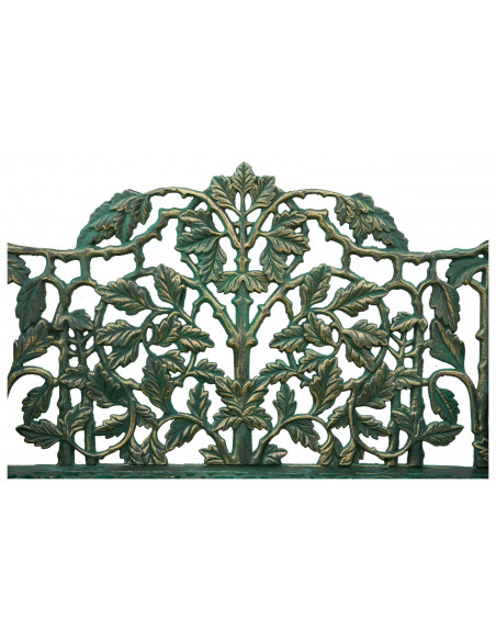 Banco Liberty em ferro fundido com acabamento verde antigo 110x56x86 cm
