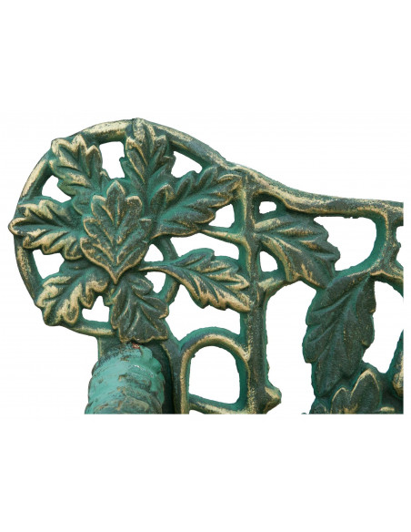 Banco Liberty em ferro fundido com acabamento verde antigo 110x56x86 cm