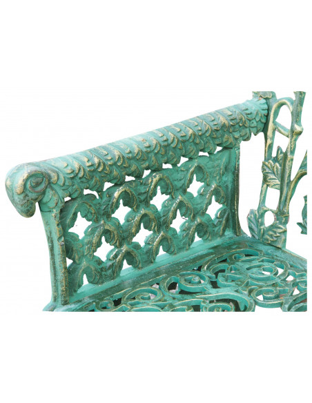 Banco Liberty em ferro fundido com acabamento verde antigo 110x56x86 cm
