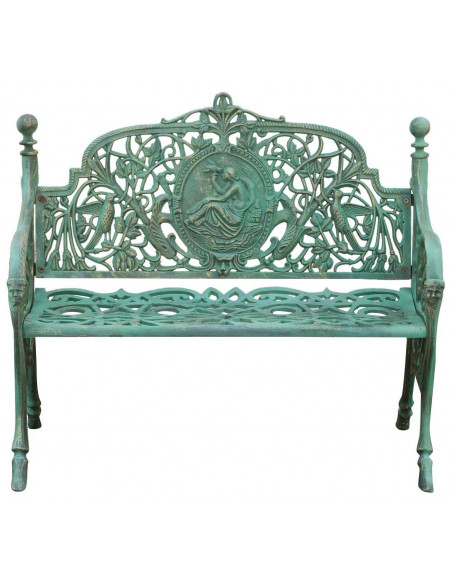 Panchina Liberty in ghisa finitura verde anticata 105x43x90 cm