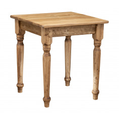 Table rustique style en bois massif de tilleul finition or vieilli L70xPR70xH78 cm