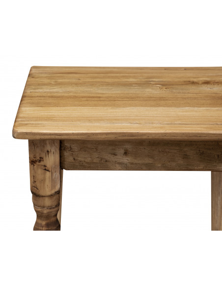 Mesa country em madeira maciça de tília, acabamento natural 70x70x78 cm. Feito na Itália