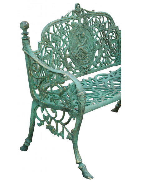 Panchina Liberty in ghisa finitura verde anticata 105x43x90 cm