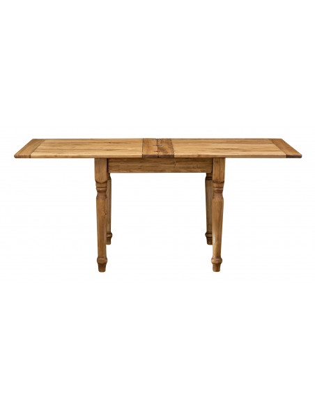 Country-style solid lime wood , natural finish W90xDP90xH80 cm sized extensible table. Made in Italy