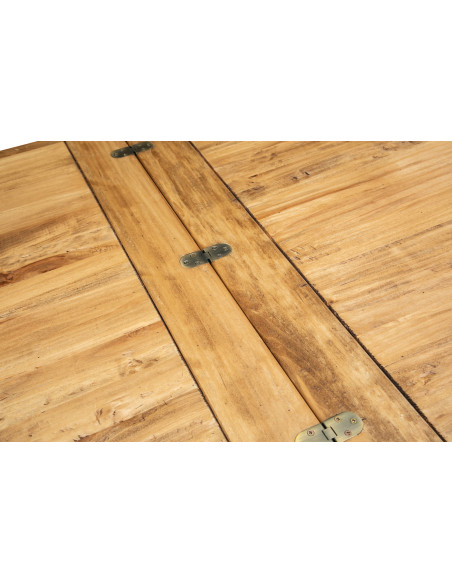 Table à rallonge rustique en bois massif de tilleul finition naturelle L90xPR90xH80 cm