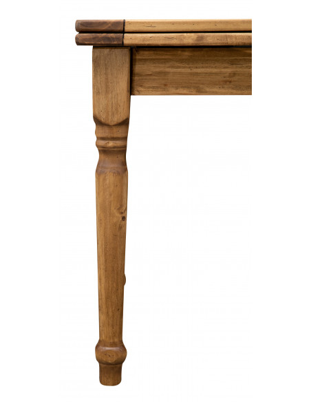 Tavolo Country allungabile in legno massello di tiglio finitura naturale 90x90x80 cm. Made in Italy