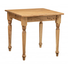 Table non extensible style rustique en bois massif finition de tilleulul et noyer L80xPR80xH78 cm