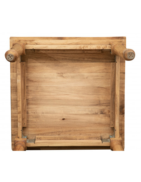 Tavolo fisso Country in legno massello di tiglio finitura naturale 80x80x78 cm. Made in Italy