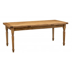 Country-style solid lime wood antiqued white frame walnut top W200XDP90XH80 cm sized extensible table. Made in Italy