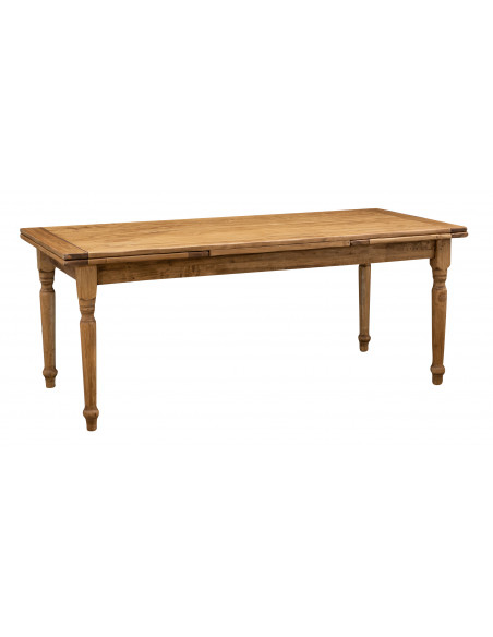 Mesa Country extensível em madeira maciça de tília, acabamento natural 200x90x80 cm. Feito na Itália