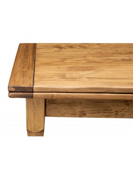 Mesa Country extensível em madeira maciça de tília, acabamento natural 200x90x80 cm. Feito na Itália