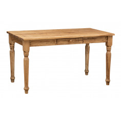 Table non extensible style rustique en bois massif finition de tilleulul et noyer L140xPR80xH80 cm