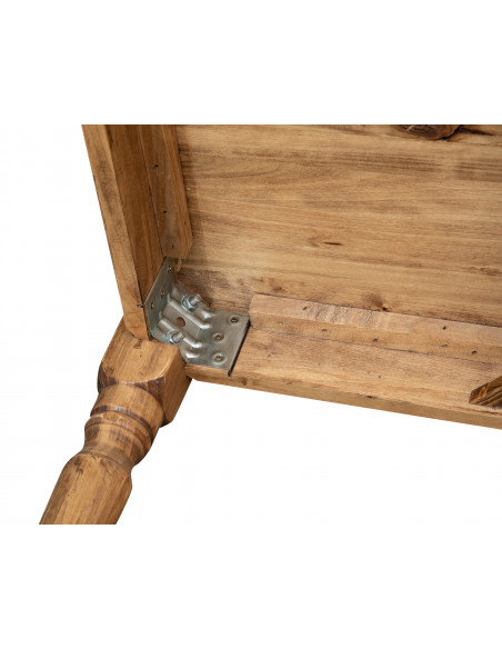 Tavolo fisso Country in legno massello di tiglio finitura naturale 140x80x80 cm. Made in Italy