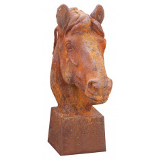 Cabeça de cavalo em ferro fundido L22xPR58xH62 cm acabamento de ferrugem