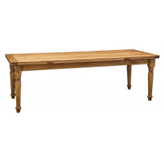 Country-style solid lime wood, natural finish W250xDP100xH80 cm sized extensible table. Made in Italy
