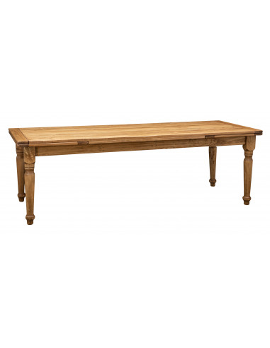 Mesa Country extensível em madeira maciça de tília, acabamento natural 250x100x80 cm. Feito na Itália