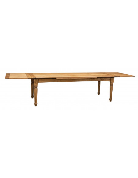 Tavolo Country allungabile in legno massello di tiglio finitura naturale 250x100x80 cm. Made in Italy