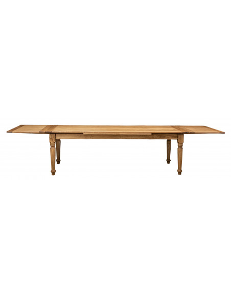 Tavolo Country allungabile in legno massello di tiglio finitura naturale 250x100x80 cm. Made in Italy