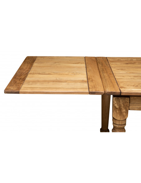 Tavolo Country allungabile in legno massello di tiglio finitura naturale 250x100x80 cm. Made in Italy