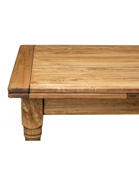 Tavolo Country allungabile in legno massello di tiglio finitura naturale 250x100x80 cm. Made in Italy