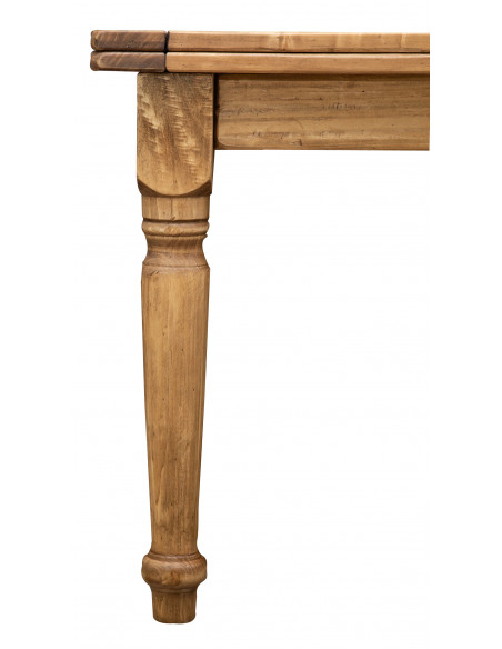 Tavolo Country allungabile in legno massello di tiglio finitura naturale 250x100x80 cm. Made in Italy