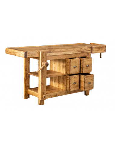 Banco da lavoro Country in legno massello di tiglio finitura naturale 188x78x92 cm. Made in Italy Banco da lavoro Country in legno massello di tiglio finitura naturale 188x78x92 cm. Made in Italy