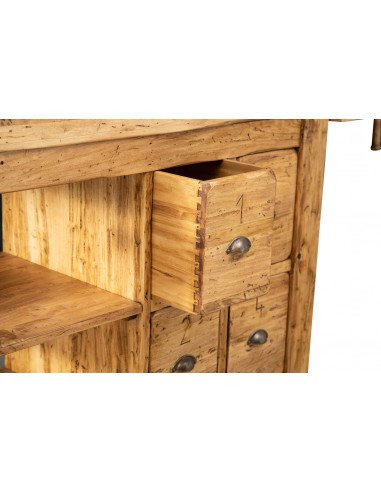 Banco da lavoro Country in legno massello di tiglio finitura naturale 188x78x92 cm. Made in Italy Banco da lavoro Country in legno massello di tiglio finitura naturale 188x78x92 cm. Made in Italy