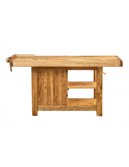 Country-style solid lime wood, natural finish W188xDP78xH92 cm sized workbench . Made in Italy