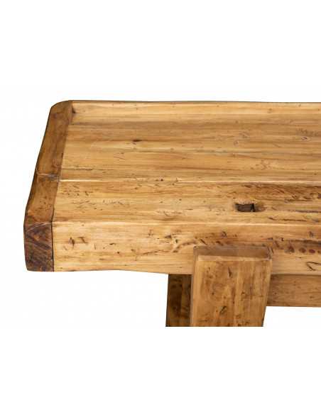 Banco da lavoro Country in legno massello di tiglio finitura naturale 188x78x92 cm. Made in Italy