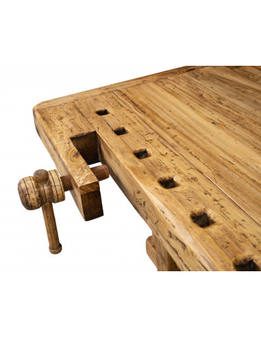 Banco da lavoro Country in legno massello di tiglio finitura naturale 198x88x90 cm. Made in Italy Banco da lavoro Country in legno massello di tiglio finitura naturale 198x88x90 cm. Made in Italy