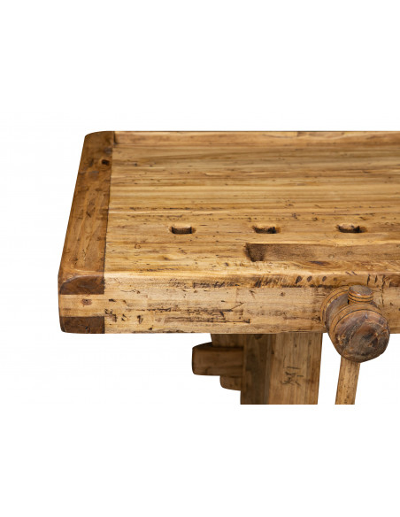 Country-style solid lime wood, natural finish W198xDP88xH90 cm sized workbench . Made in Italy