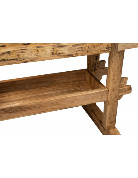 Country-style solid lime wood, natural finish W198xDP88xH90 cm sized workbench . Made in Italy