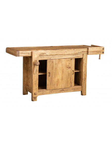 Country-style  solid lime wood natural finish W188xDP78xH92 cm sized workbench . Made in Italy