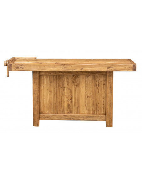 Country-style  solid lime wood natural finish W188xDP78xH92 cm sized workbench . Made in Italy