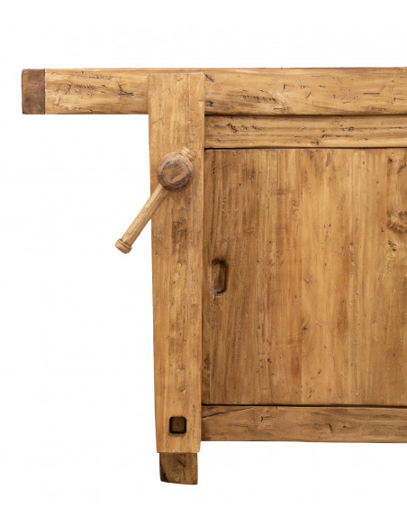 Country-style  solid lime wood natural finish W188xDP78xH92 cm sized workbench . Made in Italy