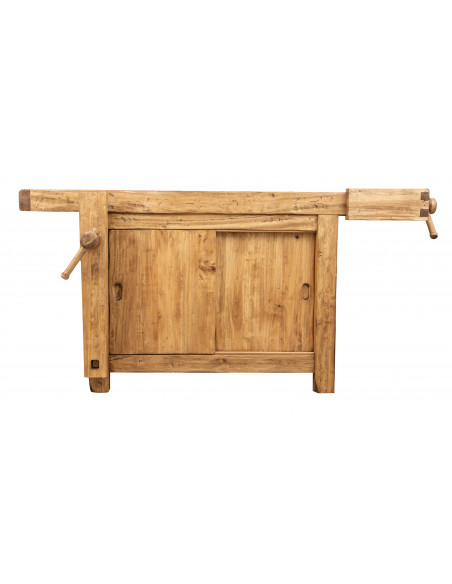 Country-style  solid lime wood natural finish W188xDP78xH92 cm sized workbench . Made in Italy