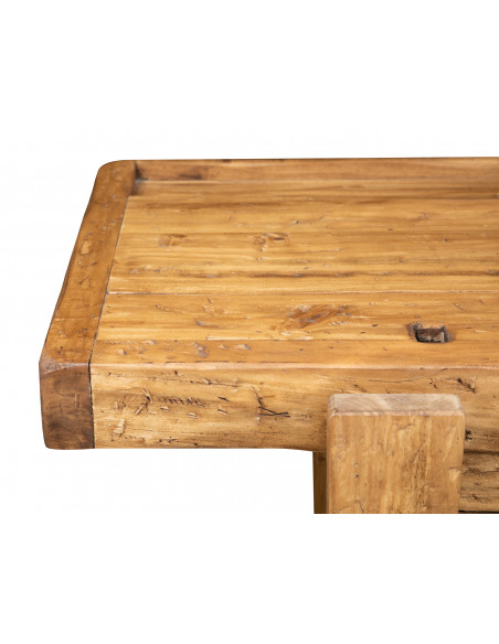 Country-style  solid lime wood natural finish W188xDP78xH92 cm sized workbench . Made in Italy