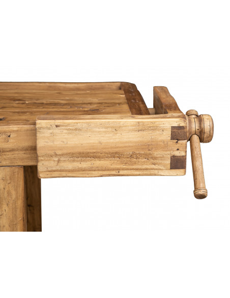 Country-style  solid lime wood natural finish W188xDP78xH92 cm sized workbench . Made in Italy