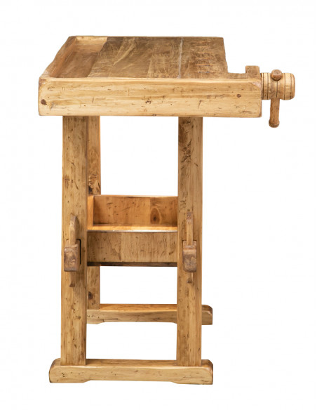 Country-style solid lime wood natural finish W130xDP73xH90 cm sized workbench . Made in Italy