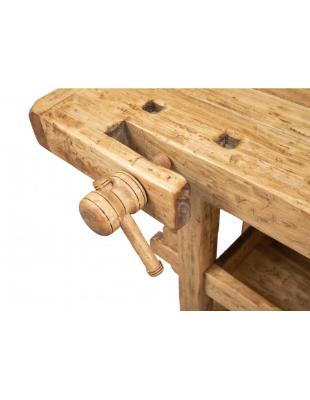 País banco de trabalho em madeira maciça linden natural finish L130xPR73xH90 cm. Feito em Itália