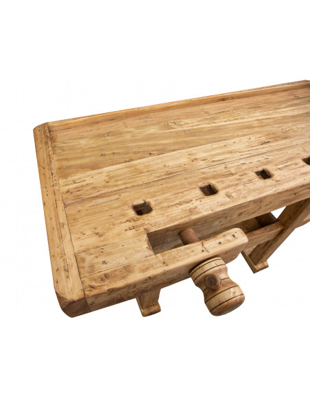 Country-style solid lime wood natural finish W130xDP73xH90 cm sized workbench . Made in Italy
