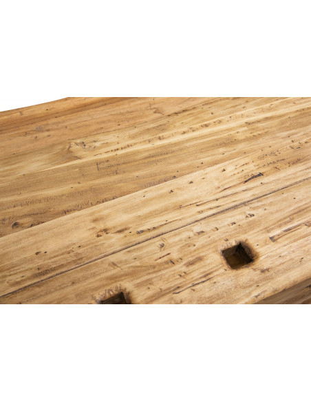 Banco da lavoro Country in legno massello di tiglio finitura naturale L130xPR73xH90 cm. Made in Italy