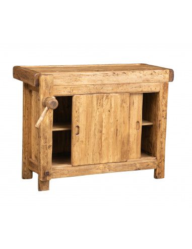 Banco da lavoro Country in legno massello di tiglio finitura naturale L120xPR67xH90 cm. Made in Italy Banco da lavoro Country in legno massello di tiglio finitura naturale L120xPR67xH90 cm. Made in Italy