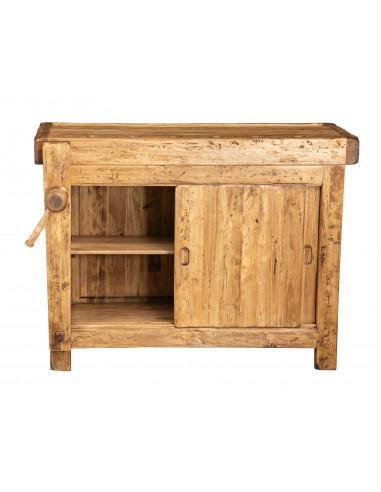 Country-style solid lime wood  natural finish W120xDP67xH90 cm sized workbench . Made in Italy Country-style solid lime wood  natural finish W120xDP67xH90 cm sized workbench . Made in Italy