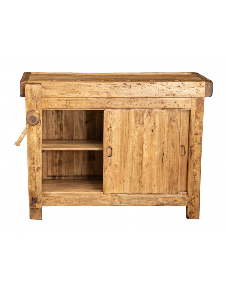 Country-style solid lime wood  natural finish W120xDP67xH90 cm sized workbench . Made in Italy