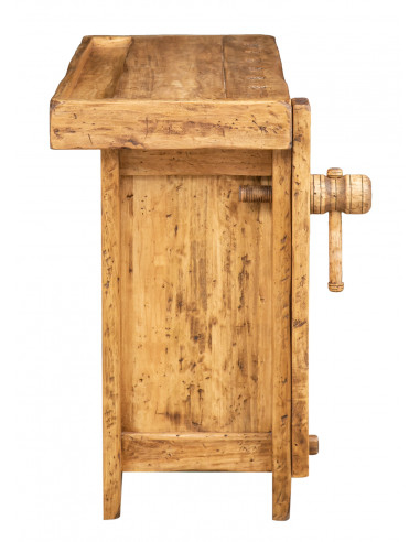 Country-style solid lime wood  natural finish W120xDP67xH90 cm sized workbench . Made in Italy Country-style solid lime wood  natural finish W120xDP67xH90 cm sized workbench . Made in Italy