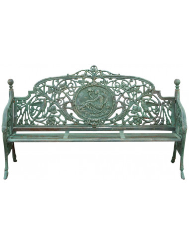 Banco Liberty em ferro fundido com acabamento verde antigo 184x70x110 cm Banco Liberty em ferro fundido com acabamento verde antigo 184x70x110 cm