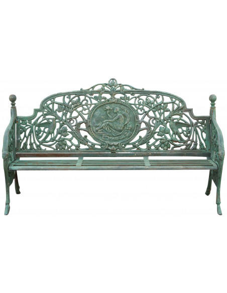 Panchina Liberty in ghisa finitura verde anticata 184x70x110 cm
