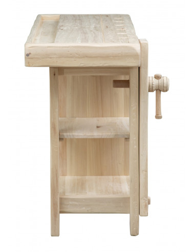 Etabli rustique style en bois massif de tilleul finition naturelle L120xPR67xH90 cm Etabli rustique style en bois massif de tilleul finition naturelle L120xPR67xH90 cm