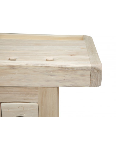 Etabli rustique style en bois massif de tilleul finition naturelle L120xPR67xH90 cm Etabli rustique style en bois massif de tilleul finition naturelle L120xPR67xH90 cm